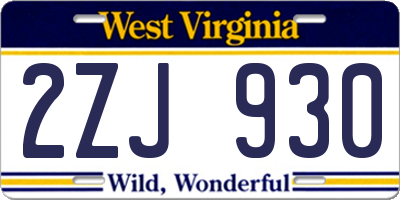 WV license plate 2ZJ930