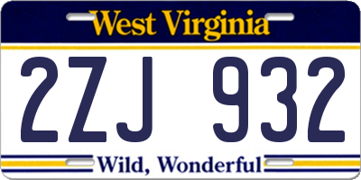 WV license plate 2ZJ932