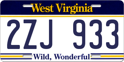 WV license plate 2ZJ933