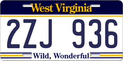 WV license plate 2ZJ936