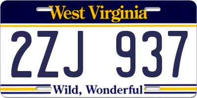 WV license plate 2ZJ937