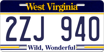 WV license plate 2ZJ940