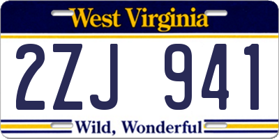 WV license plate 2ZJ941