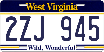 WV license plate 2ZJ945