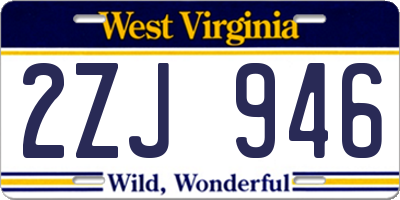 WV license plate 2ZJ946