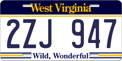 WV license plate 2ZJ947