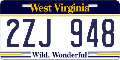 WV license plate 2ZJ948