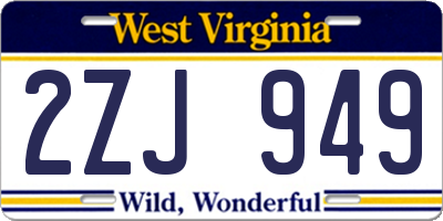 WV license plate 2ZJ949