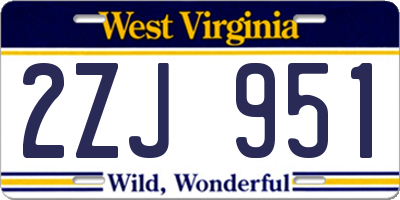 WV license plate 2ZJ951