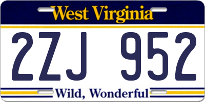 WV license plate 2ZJ952
