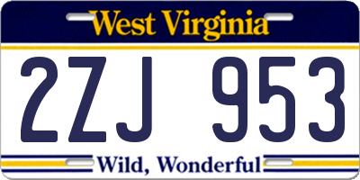 WV license plate 2ZJ953