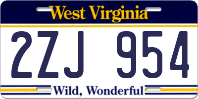 WV license plate 2ZJ954