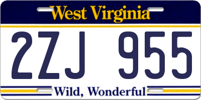 WV license plate 2ZJ955