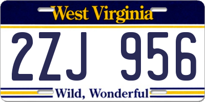 WV license plate 2ZJ956