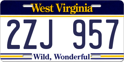 WV license plate 2ZJ957