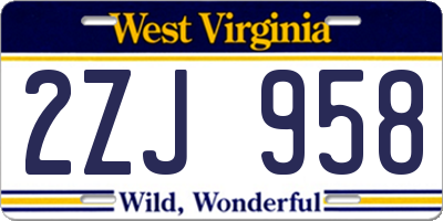WV license plate 2ZJ958
