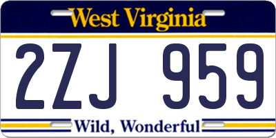 WV license plate 2ZJ959