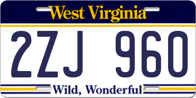 WV license plate 2ZJ960