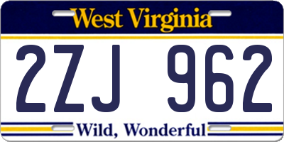 WV license plate 2ZJ962