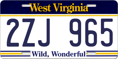WV license plate 2ZJ965