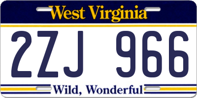 WV license plate 2ZJ966