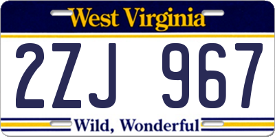 WV license plate 2ZJ967