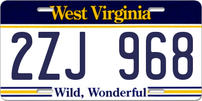 WV license plate 2ZJ968