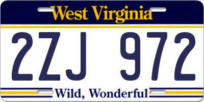 WV license plate 2ZJ972