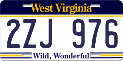 WV license plate 2ZJ976