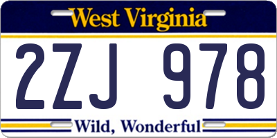 WV license plate 2ZJ978