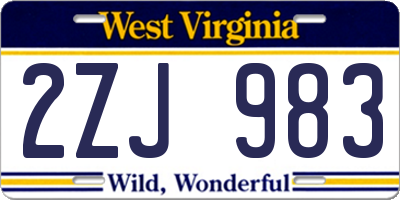 WV license plate 2ZJ983