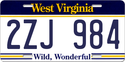 WV license plate 2ZJ984