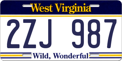 WV license plate 2ZJ987