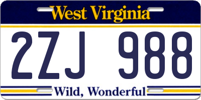 WV license plate 2ZJ988