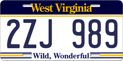 WV license plate 2ZJ989