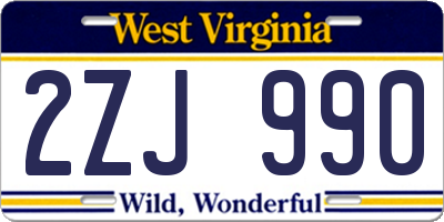 WV license plate 2ZJ990