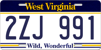 WV license plate 2ZJ991