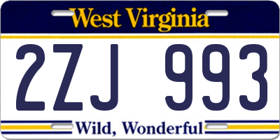 WV license plate 2ZJ993