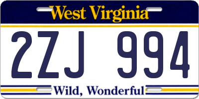 WV license plate 2ZJ994