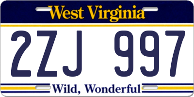 WV license plate 2ZJ997