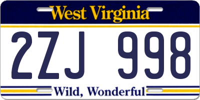 WV license plate 2ZJ998