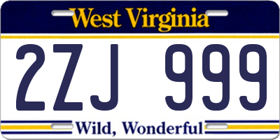 WV license plate 2ZJ999