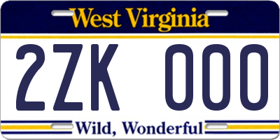 WV license plate 2ZK000