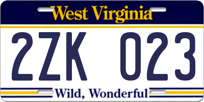 WV license plate 2ZK023