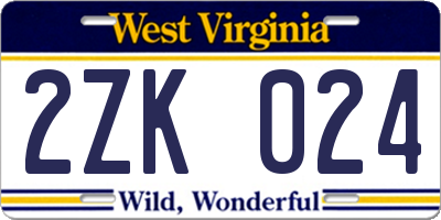 WV license plate 2ZK024