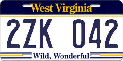 WV license plate 2ZK042