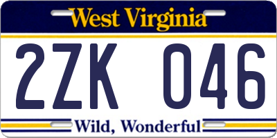 WV license plate 2ZK046