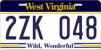 WV license plate 2ZK048