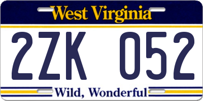 WV license plate 2ZK052