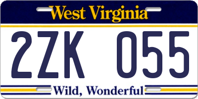 WV license plate 2ZK055